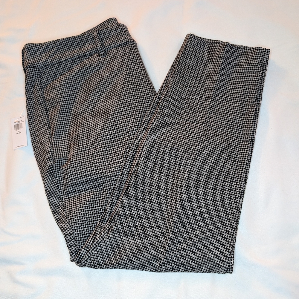 Old Navy High-waisted Pixie Ankle Pants In Blk/Wht Houndstooth